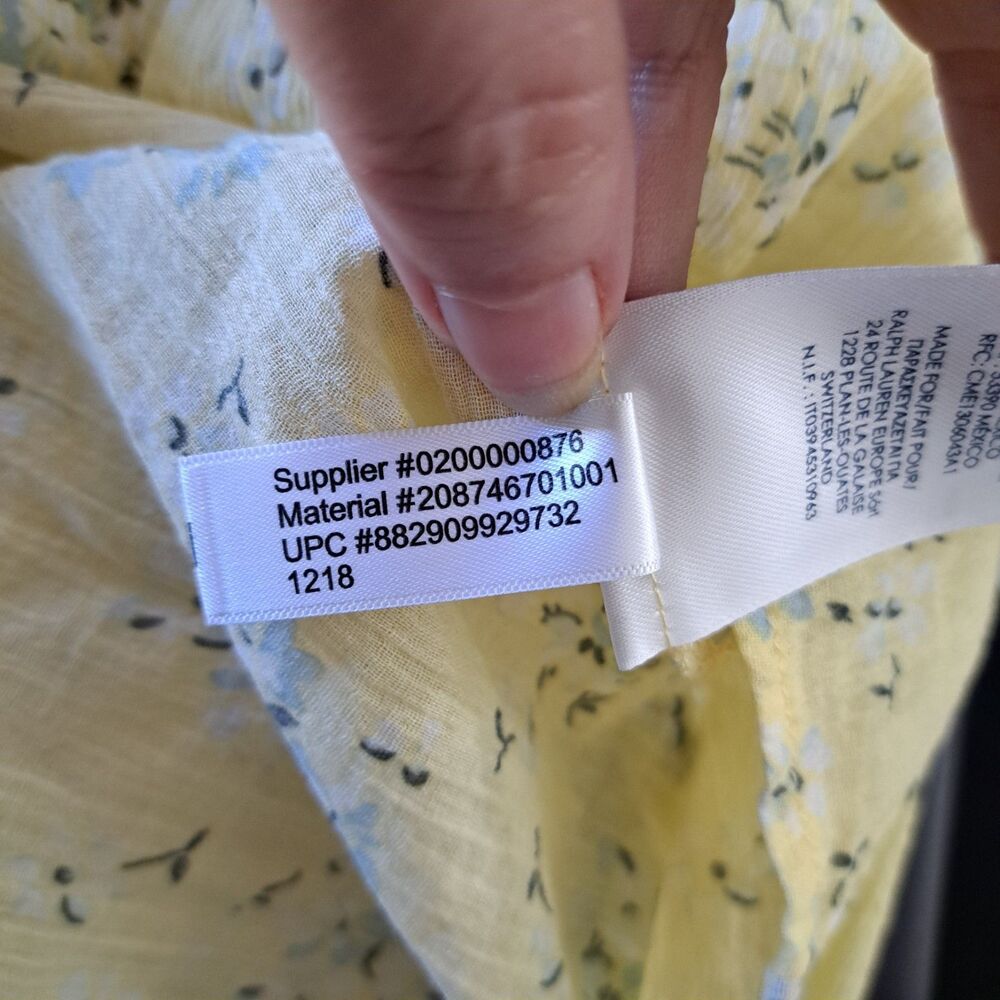 Chaps Women's Blouse Plus 3X Yellow Floral 3/4 Sleeve Button-Up Top - Picture 12 of 13